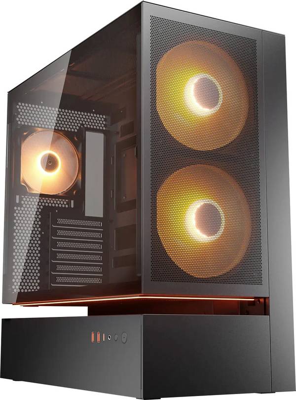Cougar CFV235 Midi-tower PC-behuizing Zwart 3 voorgeïnstalleerde ventilators, Geïntegreerde verlichting, Zijvenster, Stoffilter