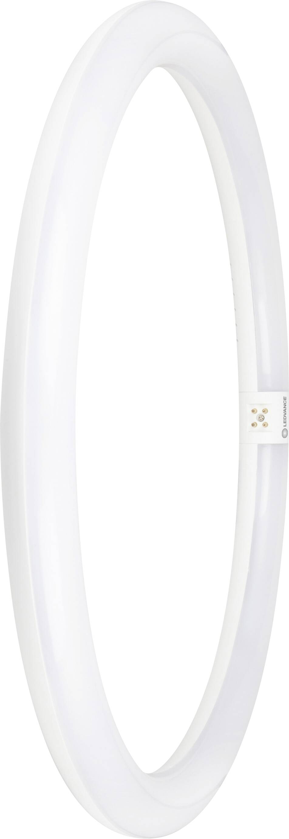 Een elliptische fluorescentielamp met een kleine connector, gebruikt voor industriële of commerciële verlichtingstoepassingen.