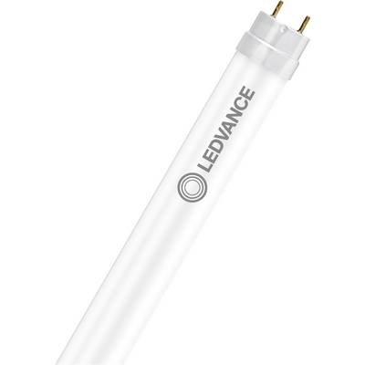 Een witte LED-buislamp van het merk 'LEDVANCE' met een circulair logo erop gedrukt.