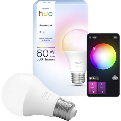 Philips Hue LED-lamp 929004235401 Energielabel: F (A - G) Hue Essential White & Col. Amb. E27 8 W Warmwit tot koudwit, M-0