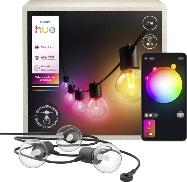 Philips Hue Hue Lichtketting 929004581801 Hue Festavia Globe White and Color Ambiance LED Meerkleurig