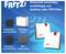 Afbeelding die een netwerkinstallatie weergeeft: een FRITZ!Box Router aangesloten op een multimediacontactdoos, en een FRITZ!Box modem aangesloten op een ONT/kabelmodem.