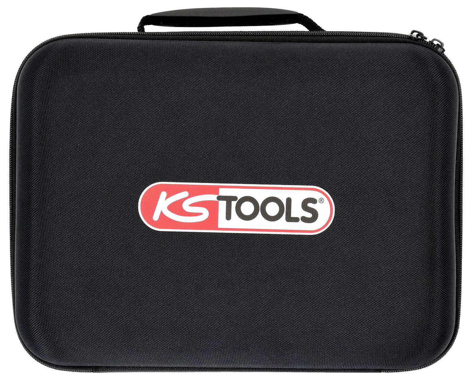 Zwarte behuizing met 'KS Tools' logo in wit en rood op de voorkant, voorzien van een handgreep aan de bovenkant.
