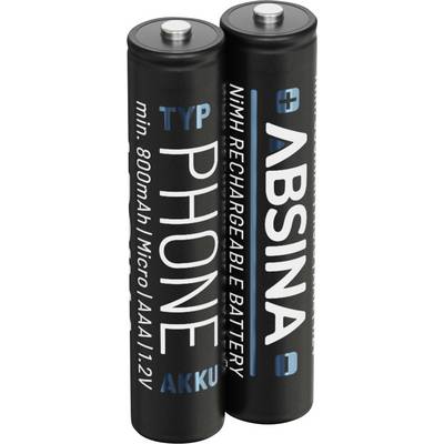 Absina Oplaadbare AAA batterij (potlood) NiMH 1.2 V 2 stuk(s)-0