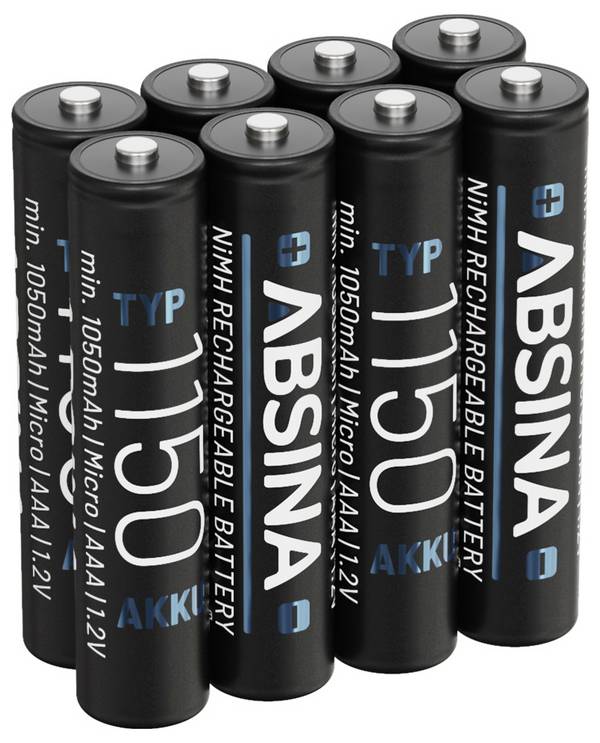 Absina  Oplaadbare AAA batterij (potlood) NiMH  1.2 V 8 stuk(s)