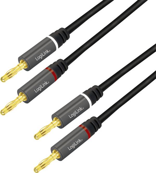 LogiLink CA1210 Luidspreker Audio Aansluitkabel 3.0 m Zwart Afgeschermd, Kleurcodering