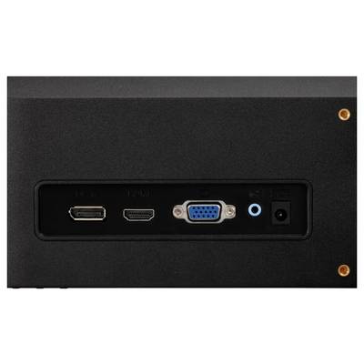 Achterpaneel van een apparaat met poorten: USB, HDMI, VGA, audio-aansluiting en voedingsingang.