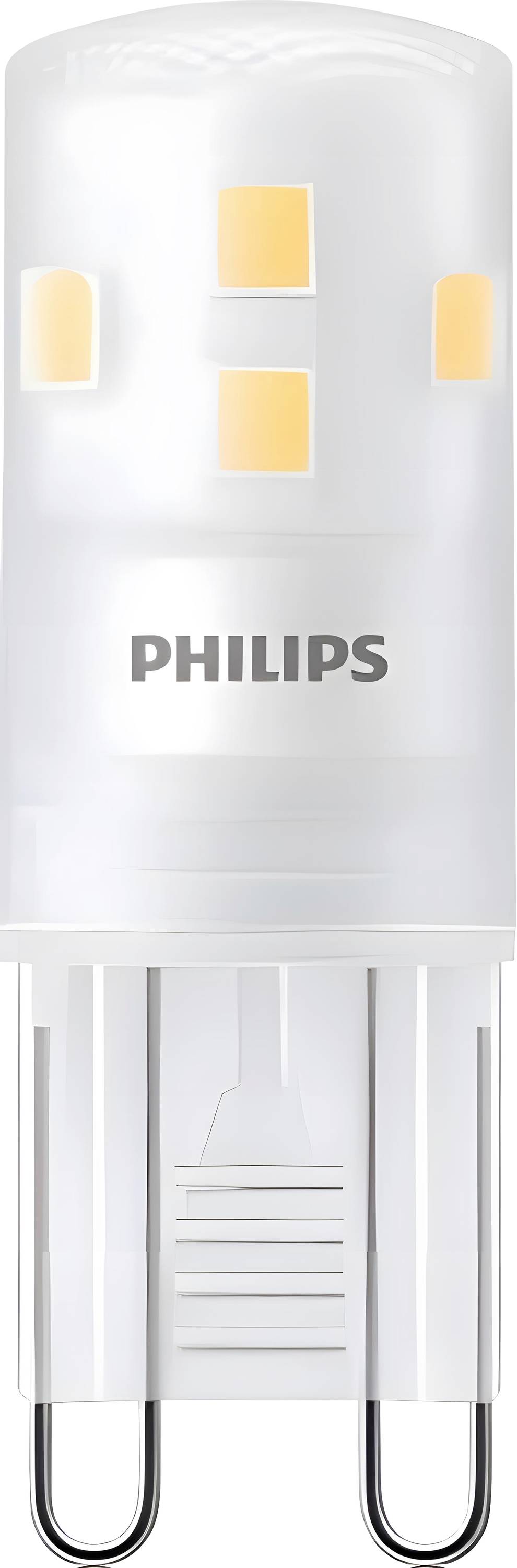 Een Philips LED-lamp met een cilindrische vorm en zichtbare interne componenten, ontworpen voor energie-efficiëntie en duurzame prestaties.