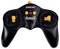 Een zwarte en gele afstandsbediening voor een speelgoed met het label 'AMEWI', met twee joysticks en een schakelaar met het opschrift 'Model R/C Remote Control'.