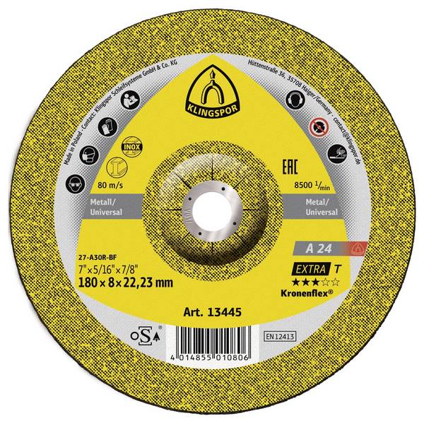 Klingspor 13794 A 24 Extra T Afbraamschijf Diameter 180 mm Boordiameter 22.23 mm Metaal 10 stuk(s)