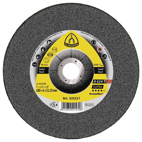 Klingspor 325217 A 624 T Supra Afbraamschijf Diameter 180 mm Boordiameter 22.23 mm Staal, RVS, Gegoten 10 stuk(s)