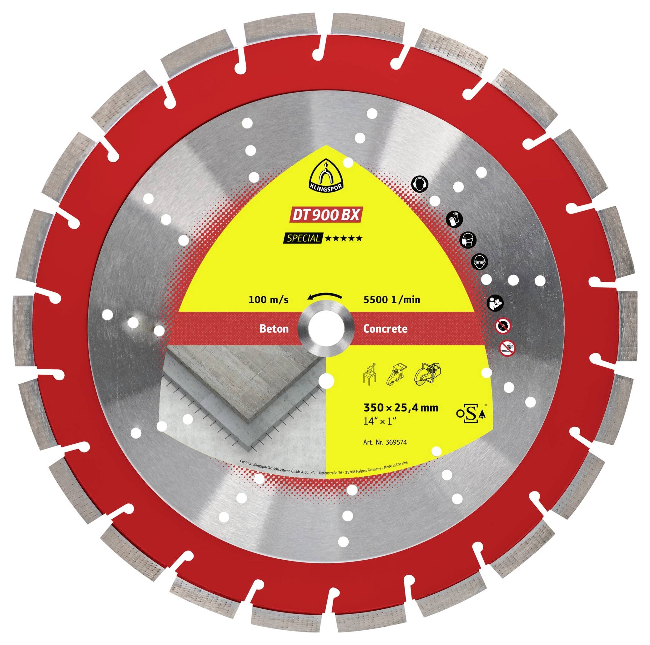Klingspor 369575 DT 900 BX Special Diamanten doorslijpschijf Diameter 400 mm Boordiameter 25.4 mm Oud gewapend beton, Beton, universeel, Bouwmaterialen,