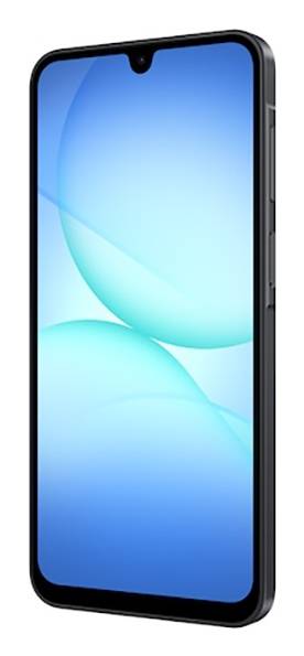 Een moderne smartphone met een blauw gradiëntscherm, licht schuin geplaatst om het slanke ontwerp en de afgeronde randen te benadrukken.