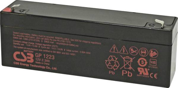 Loodaccu CSB Battery GP1223 Loodvlies (AGM) 2.3 Ah 12 V 1 stuk(s)