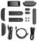 De afbeelding toont JBL soundbar accessoires waaronder bevestigingsbeugels, schroeven, een afstandsbediening, voedingskabels en een wandmontagesteun.