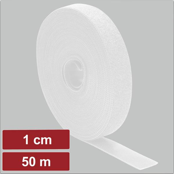 Electronic Garage EG25CA123 Klittenband Om te bundelen Haak- en lusdeel (l x b) 50 m x 1 cm Wit 50 m
