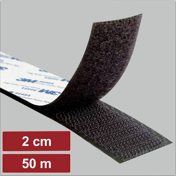 Electronic Garage EG25CA134 Klittenband Om vast te plakken Haak- en lusdeel (l x b) 50 m x 2 cm Zwart 50 m