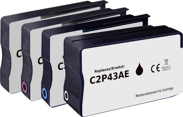 Renkforce Inktcartridge vervangt HP 950XL, 951XL, C2P43AE, CN045AE, CN046AE, CN047AE, CN048AE Compatibel Combipack Zwart, Cyaan, Magenta, Geel RF-I-HP950951XLBKCMY4PK RF-7064578