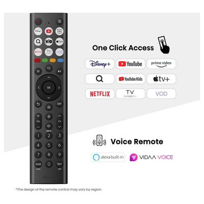 Afstandsbediening met 'One Click Access' naar streamingdiensten zoals Disney+, YouTube, Netflix. Inclusief 'Voice Remote' functies.