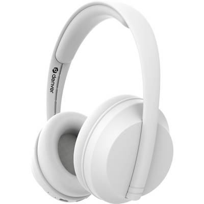 Witte over-ear koptelefoon met een gepolsterde hoofdband, met een eenvoudig, modern design.