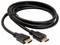 Een zwarte HDMI-kabel met twee aansluitingen is losjes opgerold, waarbij aan beide uiteinden standaard HDMI mannelijke stekkers zichtbaar zijn.