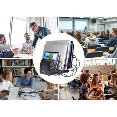VOLTCRAFT UC-240W01 USB-laadstation 240 W 6x USB-C, 4x USB-A Fast Charge, Quick Charge, USB PD Zwart Binnen USB Power De-10