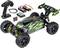 'Akuma' afstandsbedieningsauto kit met batterijen, oplader en controller. De auto heeft een strak zwart en groen design met grote wielen.