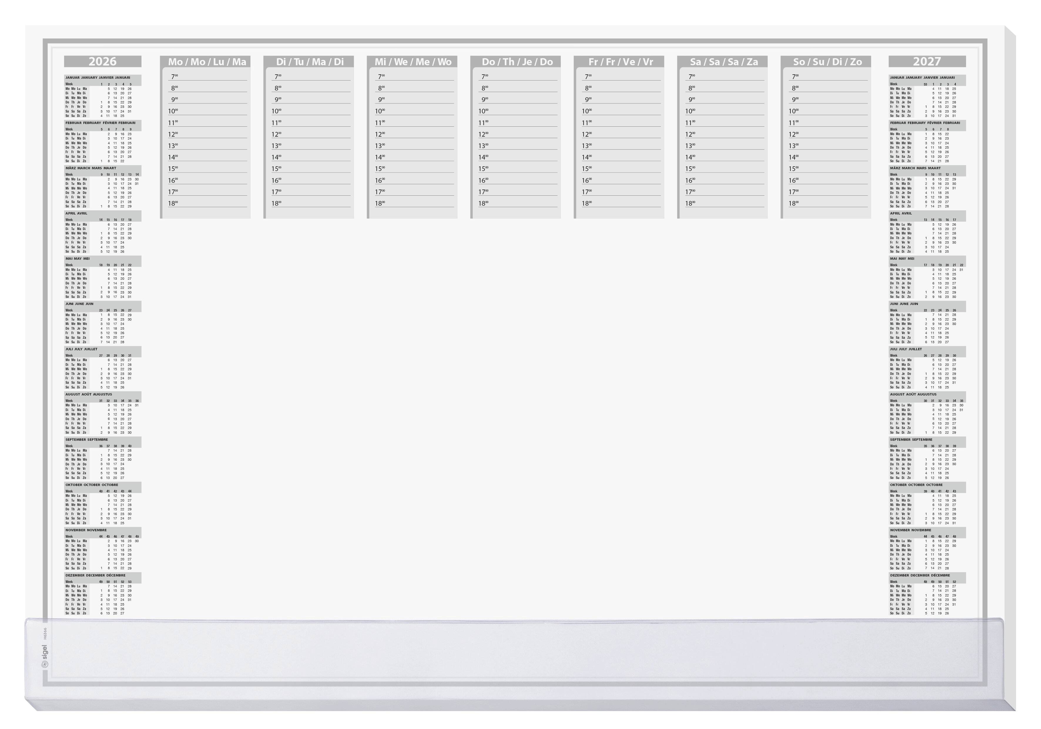 Sigel H6366 Bureau onderlegger Papier Weekplanner Met beschermflap (b x h) 59.5 cm x 41 cm 2026, 2027 40 vellen