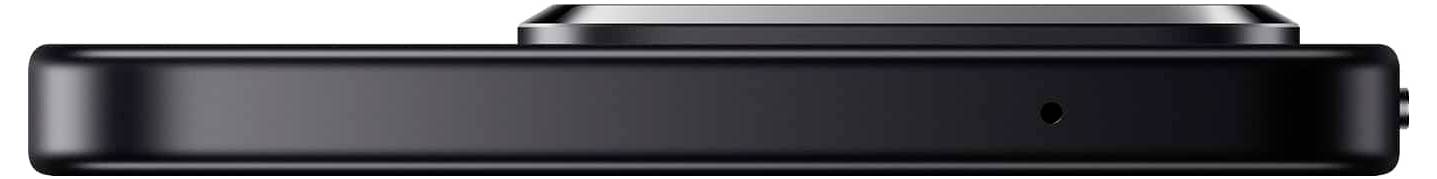 Een slanke, zwarte elektronische apparaat met afgeronde randen, met een knop aan de zijkant en een klein gaatje, gezien van opzij.