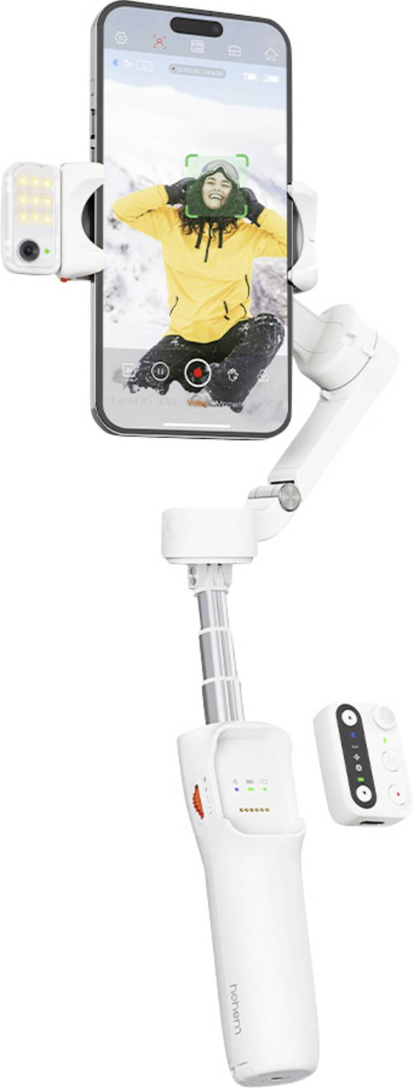 Hohem V3 WTH Gimbal elektrisch 1/4 inch Wit Bluetooth, Geïntegreerde accu, Geïntegreerd statief, Incl. smartphonehouder Belastbaar tot 300 g
