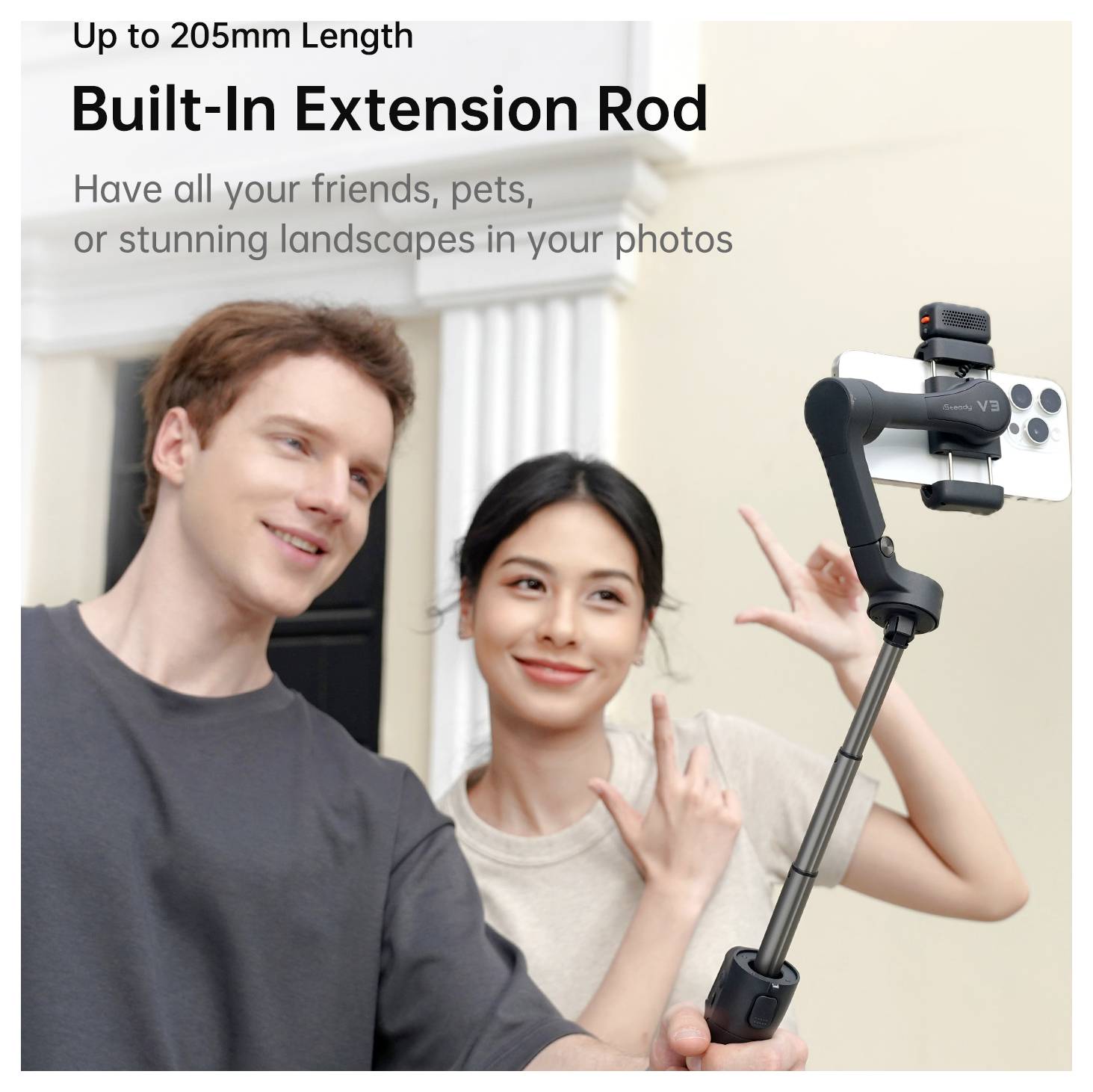 Hohem V3 WTH Gimbal elektrisch 1/4 inch Wit Bluetooth, Geïntegreerde accu, Geïntegreerd statief, Incl. smartphonehouder -10