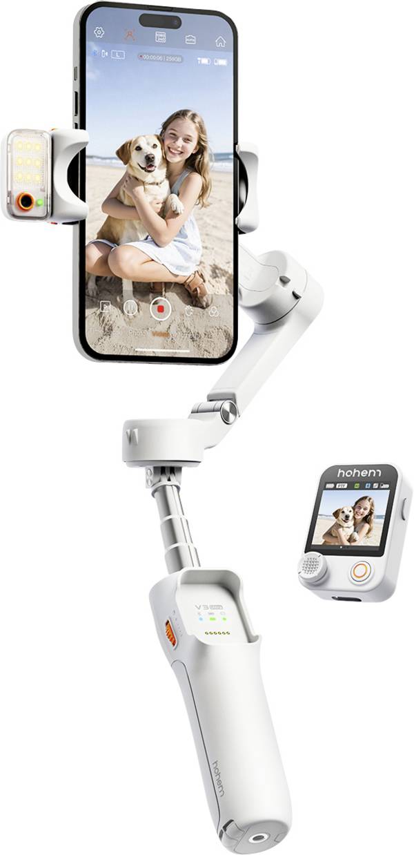 Hohem iSteady V3 Ultra WTH Gimbal elektrisch 1/4 inch Wit Bluetooth, Geïntegreerde accu, Geïntegreerd statief, Incl. smartphonehouder Belastbaar tot 400 g