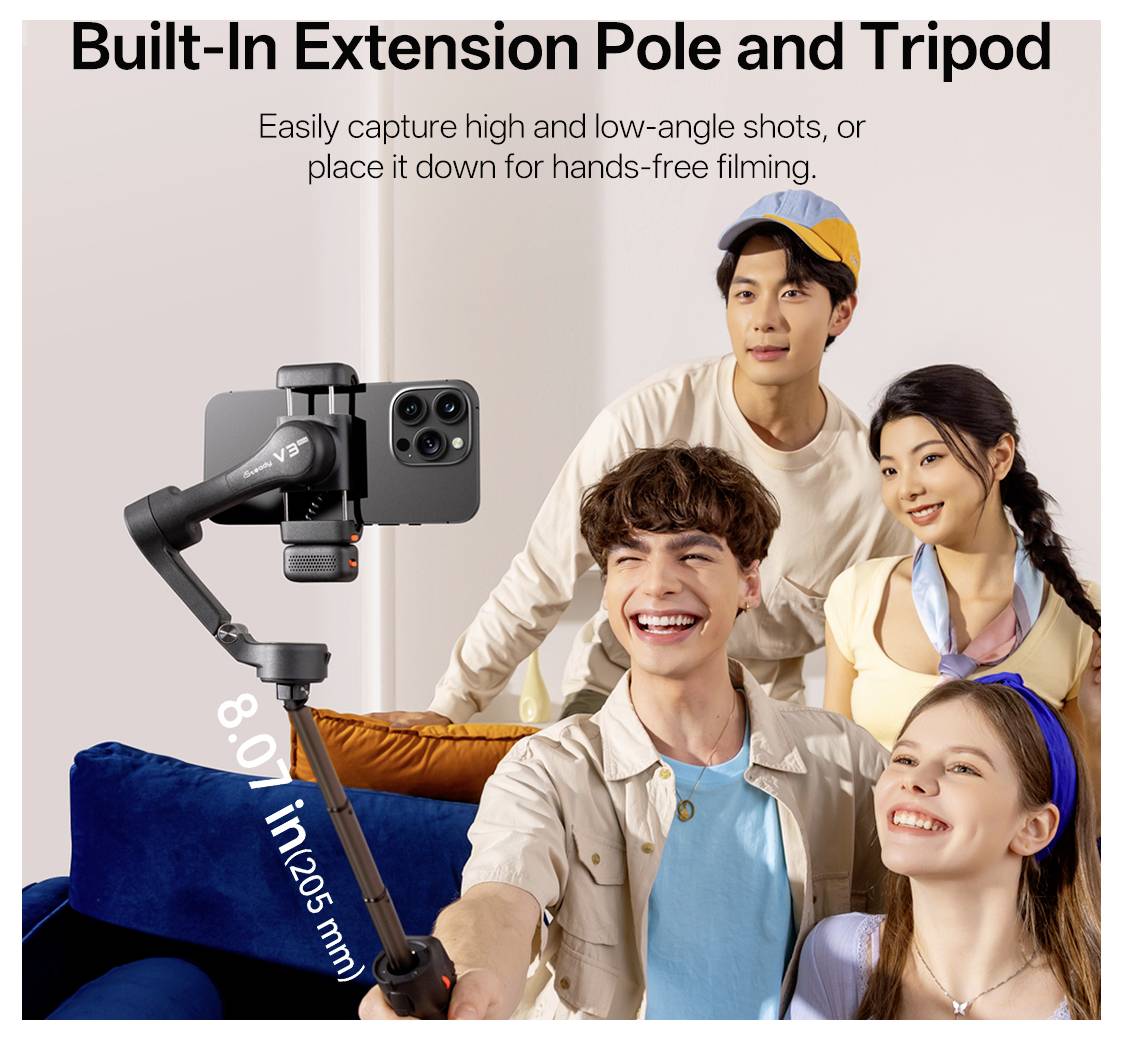 Hohem iSteady V3 Ultra WTH Gimbal elektrisch 1/4 inch Wit Bluetooth, Geïntegreerde accu, Geïntegreerd statief, Incl. sma-9