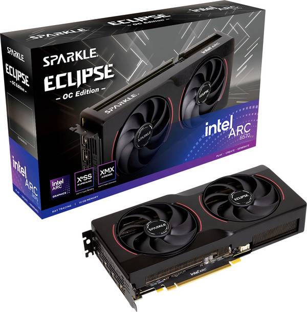 Sparkle Intel Arc™ B570 Videokaart SPARKLE Intel® Arc™ B570 Eclipse OC  10 GB GDDR6-VRAM PCIe x8  HDMI 2.1, DisplayPort Vulkan