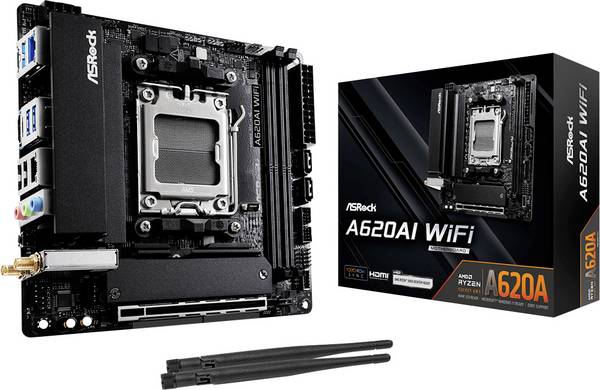 ASRock A620AI Wifi Moederbord Socket AMD AM5 Vormfactor Mini-ITX Moederbord chipset AMD® A620A