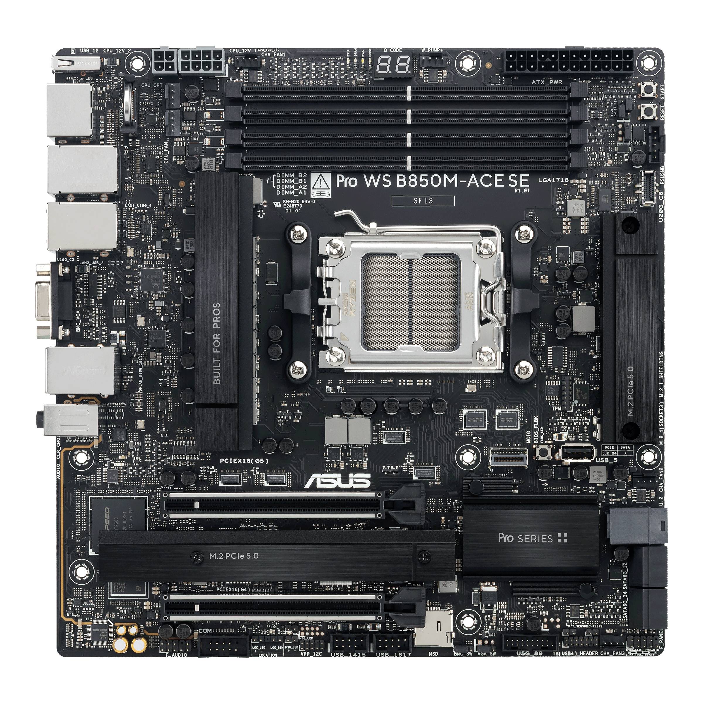 Asus PRO WS B850M-ACE SE Moederbord Socket AMD AM5 Vormfactor Micro-ATX Moederbord chipset AMD® B850-0