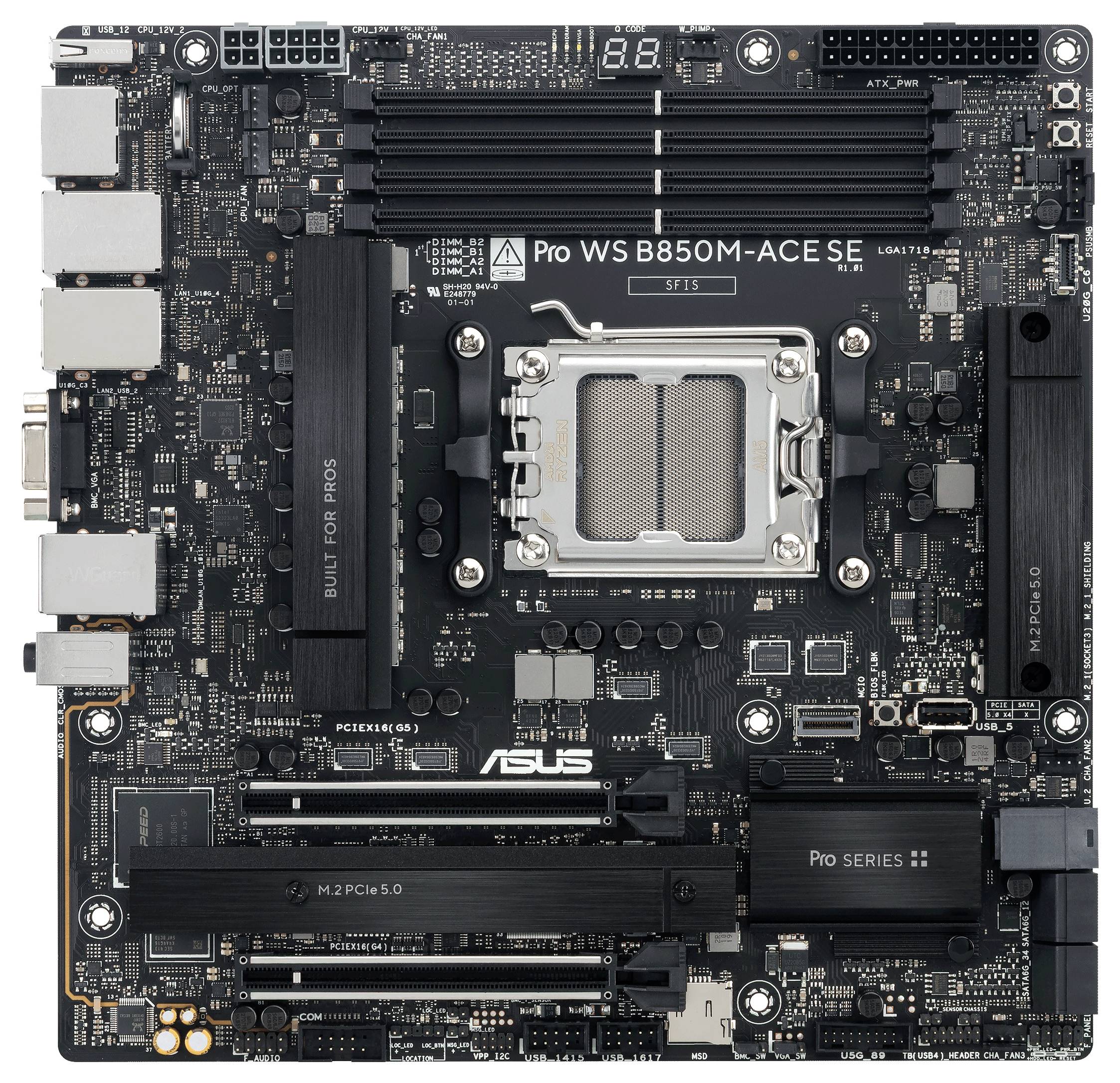 Asus PRO WS B850M-ACE SE Moederbord Socket AMD AM5 Vormfactor Micro-ATX Moederbord chipset AMD® B850-1