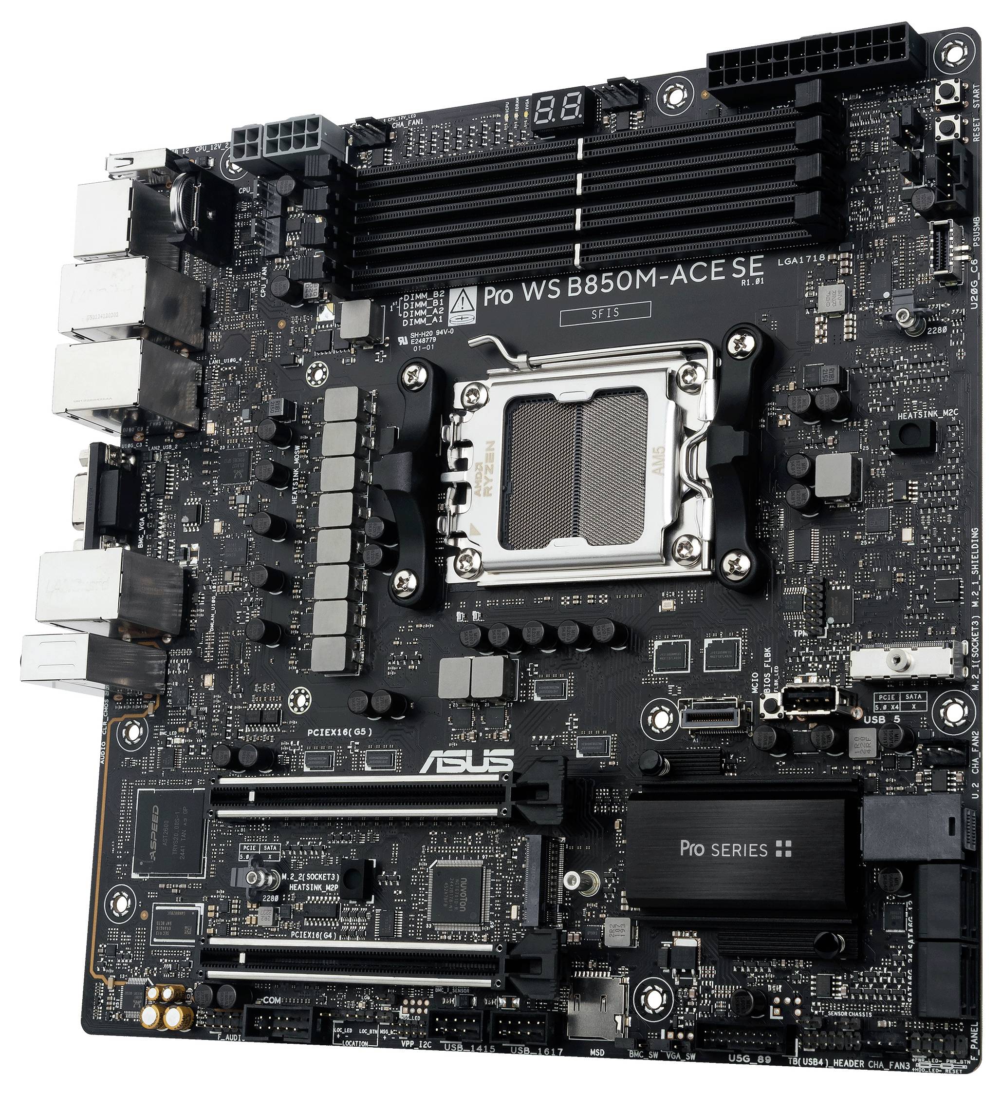 Asus PRO WS B850M-ACE SE Moederbord Socket AMD AM5 Vormfactor Micro-ATX Moederbord chipset AMD® B850-8