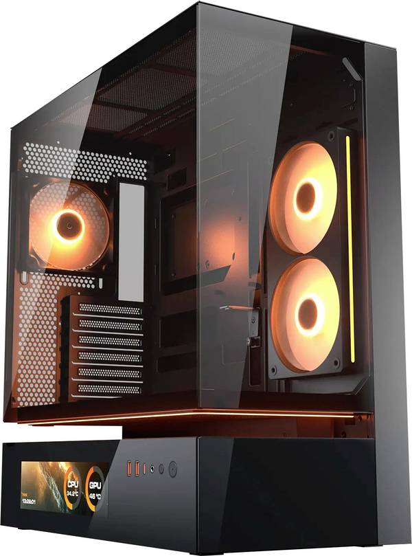 Cougar CFV235 Midi-tower PC-behuizing Zwart 4 voorgeïnstalleerde ventilators, Geïntegreerde verlichting, Zijvenster, Stoffilter