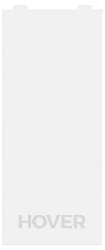 De afbeelding toont een lichtgrijze, verticale rechthoek met het woord 'HOVER' in donkerder grijs onderaan, wat suggereert dat het een interactief element is.