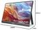 Een draagbare monitor met een 15,6-inch 1080p full HD-scherm. Hij beschikt over een standaard, en de afmetingen zijn 36,58 cm bij 22,81 cm bij 1,04 cm.