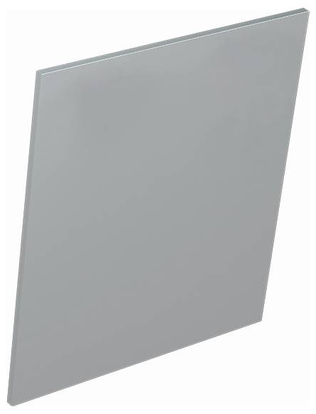 Een platte, rechthoekige metalen plaat die onder een lichte hoek is weergegeven.