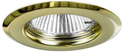 Een ingebouwde plafondlamp met gouden afwerking en gerilde binnenkant, geschikt voor moderne woon- of kantoorverlichting.