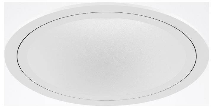 Een witte, ronde LED-plafondlamp met een eenvoudig, modern ontwerp.