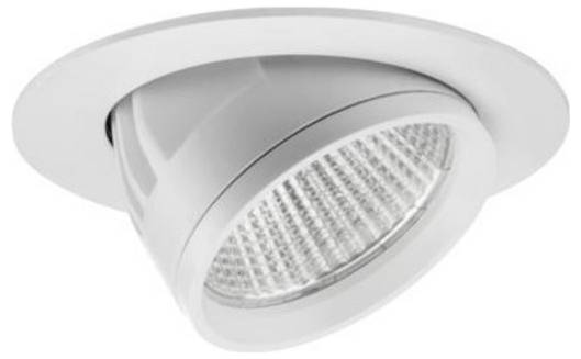 Witte inbouwbare verstelbare plafondspot met ronde omlijsting en kantelbare LED-lampkop