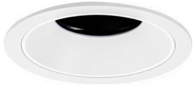 Witte inbouwspotlamp voor plafond met zwarte binnenopening.