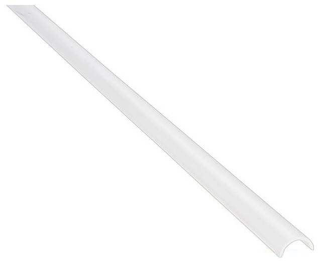 Een witte, cilindrische plastic buis met een halfcirkelvormige uitsnijding over de lengte, gebruikt voor het organiseren en beschermen van kabels.