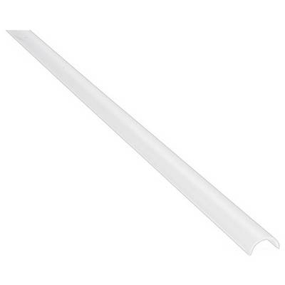 Een witte, cilindrische plastic buis met een halfcirkelvormige uitsnijding over de lengte, gebruikt voor het organiseren en beschermen van kabels.