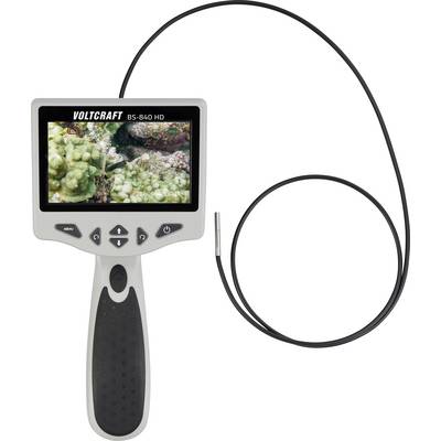 Draagbare inspectiecamera met een scherm dat een rif-scène toont en een lange flexibele sonderkabel opgerold ernaast.
