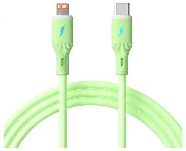 Akyga AK-USB-73 USB-kabel USB 2.0 USB-C stekker, Apple Lightning stekker 1 m Groen Zeer flexibel